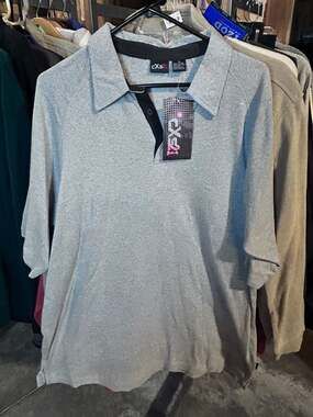 CXS21 Men's Heather Grey 100% Cotton Short Sleeve Polo Shirt with Contrast Colla